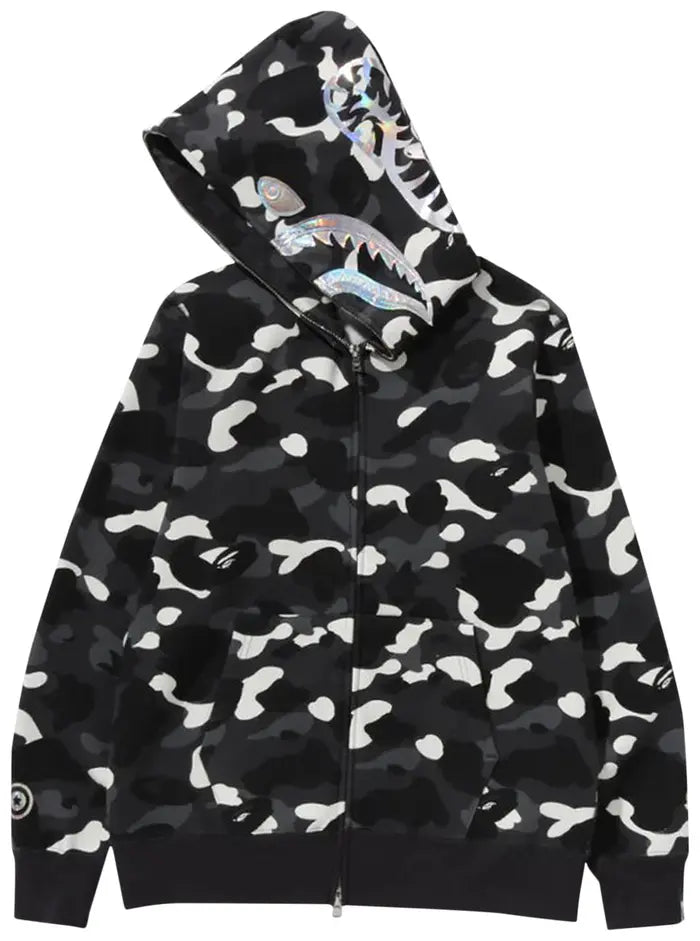 BAPE City Camo Shark Full Zip Hoodie 'Black'