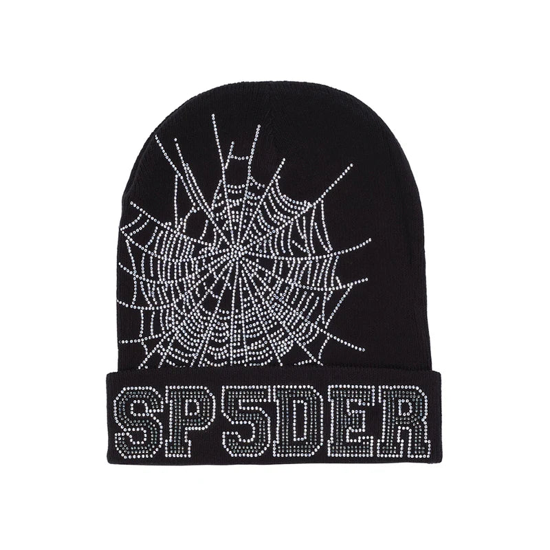Sp5der Rhinestone WEB BEANIE Black