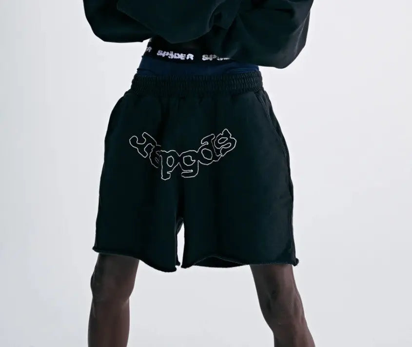 Sp5der OG Logo Embroidered Sweatshort Black