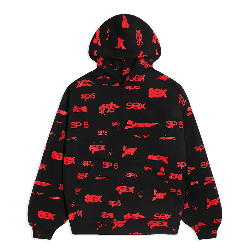 Sp5der SEX AOP Hoodie Black
