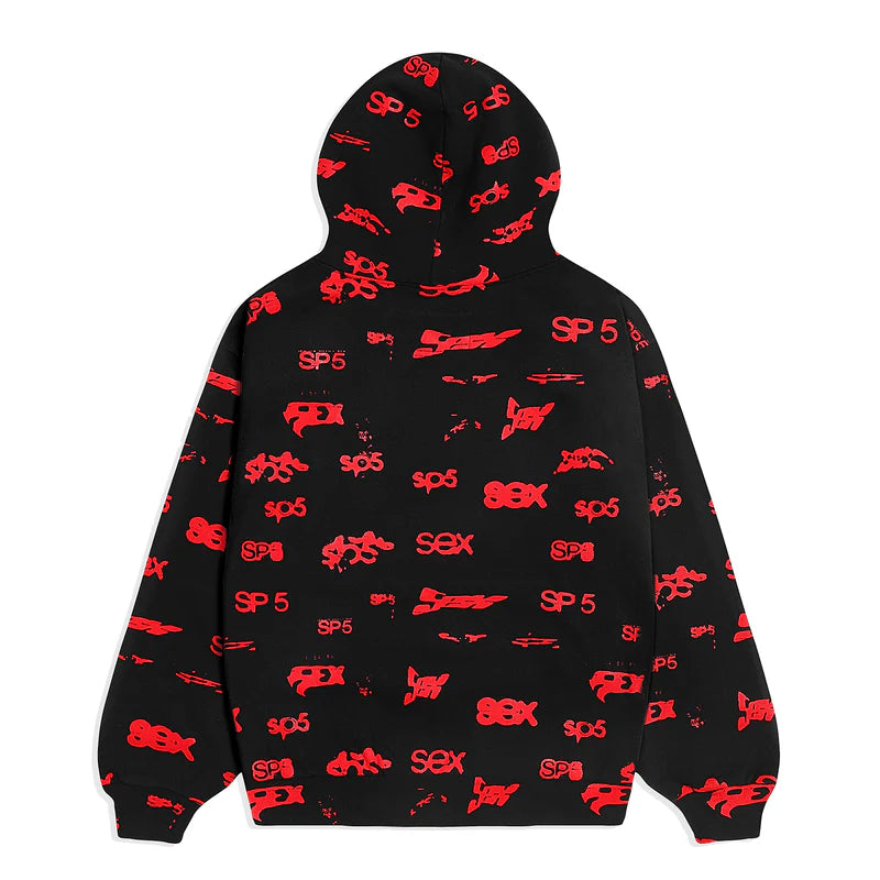 Sp5der SEX AOP Hoodie Black